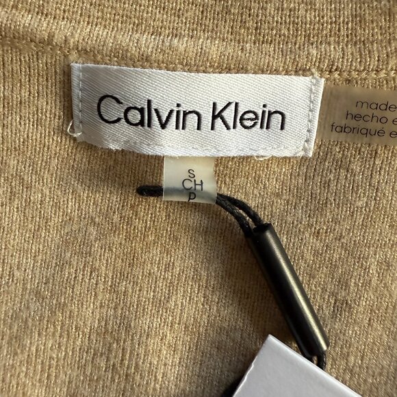 Calvin Klein NWT Women's Tan V-Neck Polo Sweater Sequin Trim Collared | Size S - Picture 8 of 11